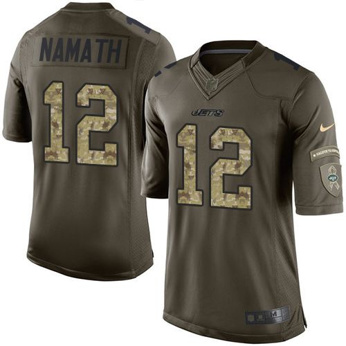 Nike Jets #12 Joe Namath Green Men's Stitched NFL Limited Salute to Service Jersey - Click Image to Close